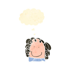 child's drawing of a happy woman with thought bubble