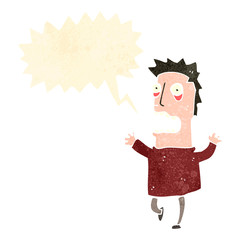 retro cartoon terrified man