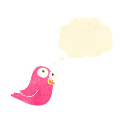 retro cartoon pink bird