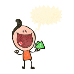 retro cartoon happy man with cash