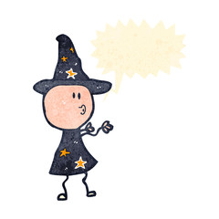 retro cartoon wizard casting spell