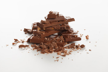 stack of chocolate on white background