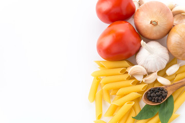 dry pasta spaghetti with ingredient