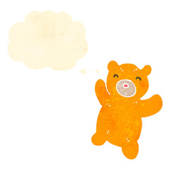 retro cartoon teddy bear with thought bubble