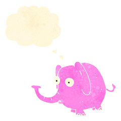retro cartoon elephant with thought bubble