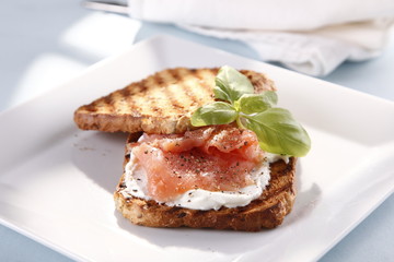 sandwich with salmon  