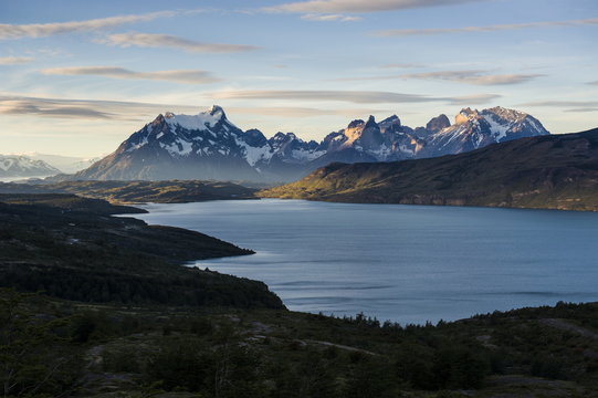 Late afternoon light in the Torres del Paine National Park, Patagonia, Chile 