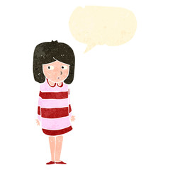 retro cartoon worried woman