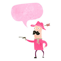 retro cartoon pink cowboy