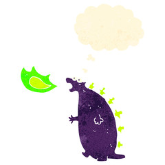 retro cartoon fire breathing monster