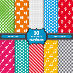 Musical elements icon. Microphone, Sound speaker