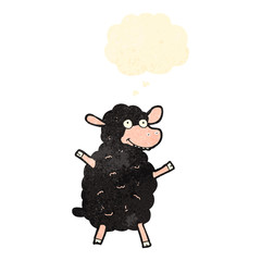 retro cartoon black sheep