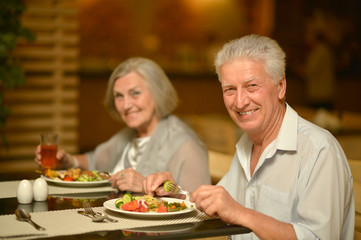 Mature couple at dinner