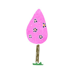 retro cartoon tree with flowers