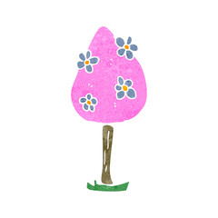retro cartoon tree with flowers