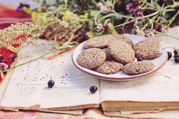 Cookies with old book 