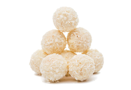 White Chocolate Candy With Coconut Topping