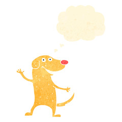 retro cartoon dog with thought bubble