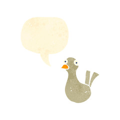 retro cartoon pigeon with speech bubble