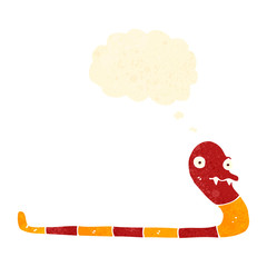 retro cartoon snake with thought bubble