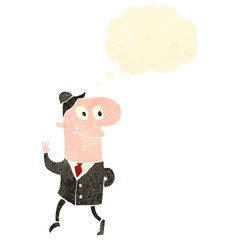 retro cartoon businessman walking to work