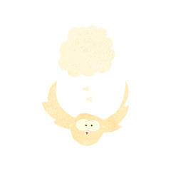 retro cartoon owl with thought bubble