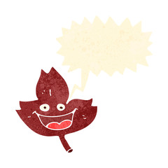 retro cartoon happy leaf