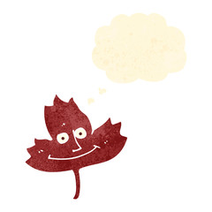 retro cartoon happy leaf