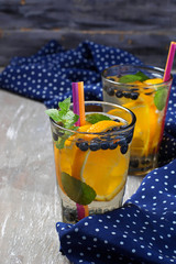 Detox water with orange and blueberry