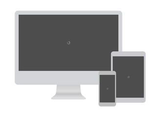 Digital Minimalist Flat Design Template Monitor Smartphone Tablet for Site view in Display