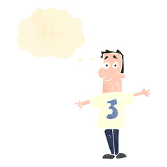 retro cartoon man wearing shirt number three
