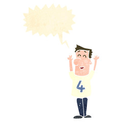 retro cartoon man wearing shirt number four