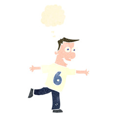 retro cartoon man wearing shirt number six