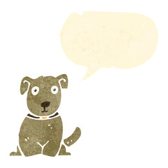 retro cartoon dog with speech bubble