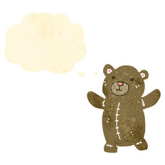 retro cartoon teddy bear with thought bubble