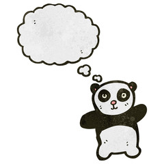 cartoon panda with thought bubble