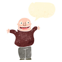 retro cartoon happy bald man