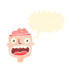 retro cartoon shouting man with open head