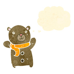 retro cartoon teddy bear with thought bubble