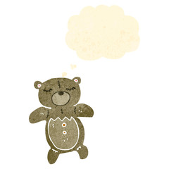 cute retro cartoon teddy bear with thought bubble