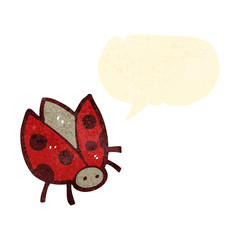 retro cartoon ladybug with speech bubble