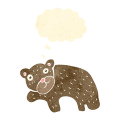 retro cartoon funny bear with thought bubble