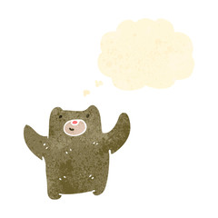 retro cartoon little bear with thought bubble