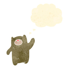 retro cartoon little bear waving
