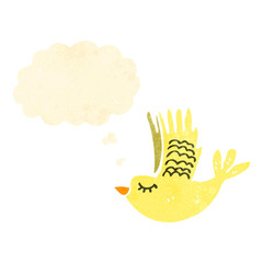 retro cartoon bird with thought bubble