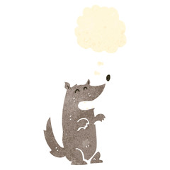 retro cartoon dog with thought bubble