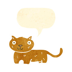 retro cartoon cat with speech bubble