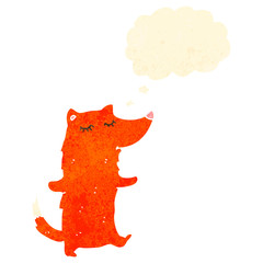 retro cartoon fox with thought bubble