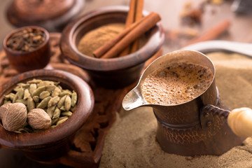 Coffee brewing on hot sand