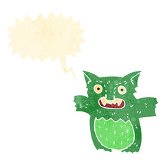 retro cartoon little green monster